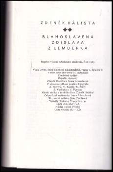 Zdeněk Kalista: Blahoslavená Zdislava z Lemberka