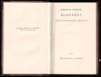 Jaroslav Durych: Bloudění