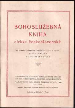 Alois Tuháček: Bohoslužebná kniha církve československé
