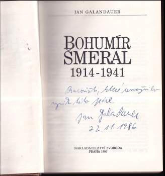 Jan Galandauer: Bohumír Šmeral, 1914-1941