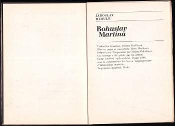 Jaroslav Mihule: Bohuslav Martinů