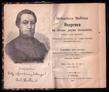 Bohuslav Balbín: Bohuslava Balbína Rozprava na obranu jazyka slovanského, zvláště pak českého
