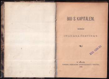 Otakar Červinka: Boj s kapitálem