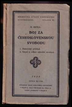 Hubert Ripka: Boj za československou svobodu