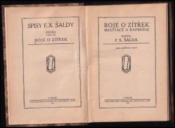 F. X Šalda: Boje o zítřek