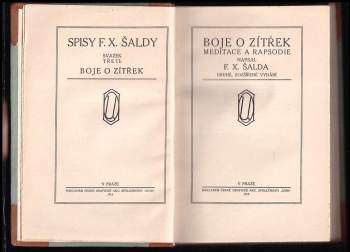 F. X Šalda: Boje o zítřek