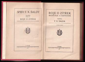 F. X Šalda: Boje o zítřek