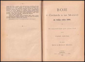 Otakar Jedlička: Boje v Čechách a na Moravě za války roku 1866