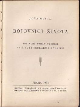 Joža Musil: Bojovníci života