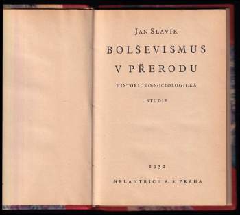 Jan Slavík: Bolševismus v přerodu
