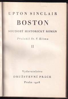 Upton Sinclair: Boston