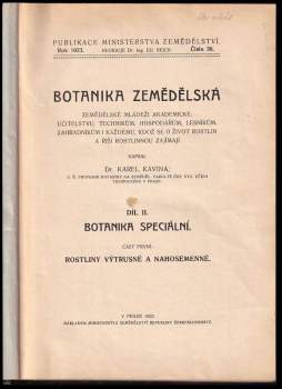Karel Kavina: Botanika zemedelska