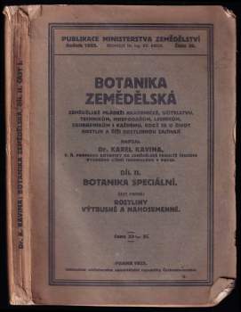 Botanika zemědělská - Díl II., část 1