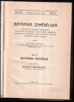 Karel Kavina: Botanika zemedelska