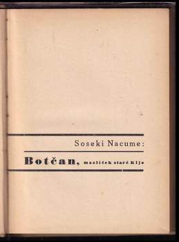 Sōseki Natsume: Botčan, mazlíček staré Kijo