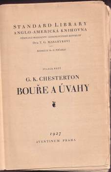 G. K Chesterton: Bouře a úvahy