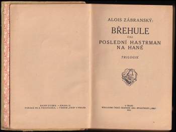 Alois Zábranský: Břehule, čili, Poslední hastrman na Hané