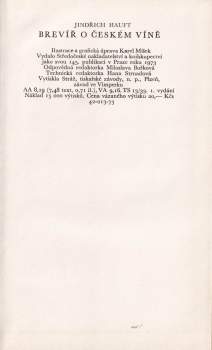 Jindřich Hauft: Brevíř o českém víně