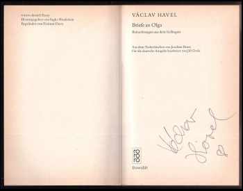 Václav Havel: Briefe an Olga + PODPIS AUTORA