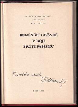František Zřídkaveselý: Brněnští občané v boji proti fašismu