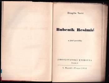 Dragiša Vasić: Bubeník Resimić a jiné povídky