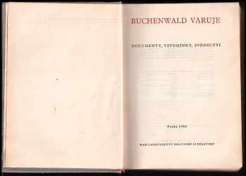 Buchenwald varuje : dokumenty, vzpomínky, svědectví