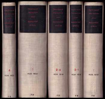 Ferdinand Peroutka: Budování státu 1 - 4 v 5 svazcích - 1. rok 1918 + 2-1 rok 1919 + 2-2 rok 1919 + 3. rok 1920 + 4. rok 1921 - KOMPLET