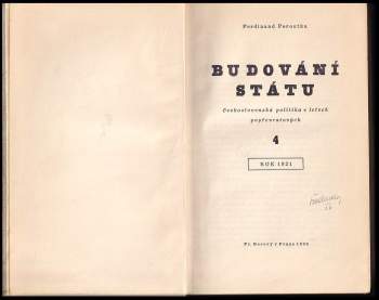 Ferdinand Peroutka: Budování státu  - Rok 1921