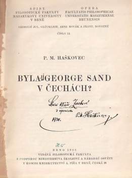 Prokop Miroslav Haškovec: Byla George Sand v Čechách?