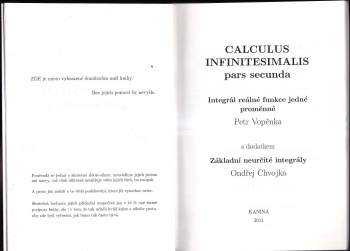 Petr Vopěnka: Calculus infinitesimalis