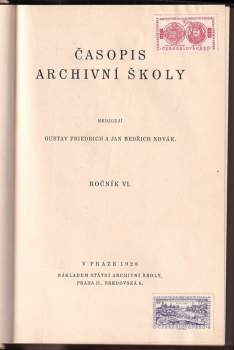 Jan Bedřich Novák: Časopis archivní školy - VI. ročník