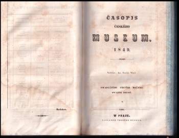 Jan Erazim Vocel: Časopis českého Museum - ročník XXIII. - swazek prwní až čtwrtý - KOMPLET