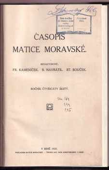 František Kameníček: Ćasopis matice moravské - ročník 46.