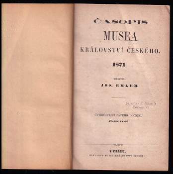 Josef Emler: Časopis Musea království Českého 1871 - ročník 45.