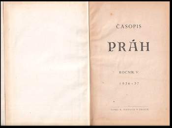 Časopis Práh, kompletní ročníky IV. - VIII., 1935 až 1940