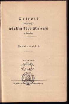 Časopis společnosti wlastenského museum w Čechách
