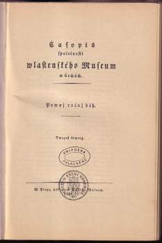 Časopis společnosti wlastenského museum w Čechách