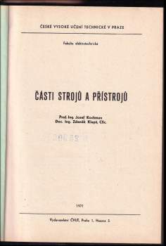 Josef Kochman: Části strojů a přístrojů