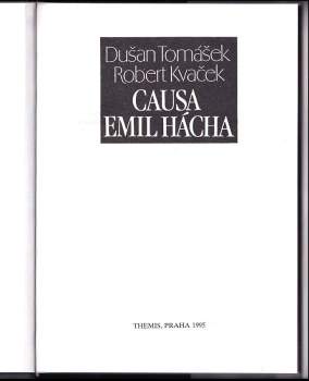 Robert Kvaček: Causa Emil Hácha