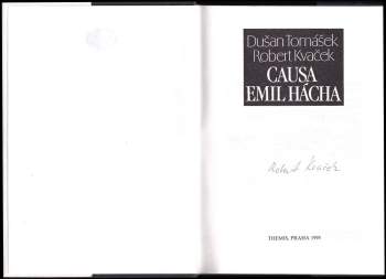 Robert Kvaček: Causa Emil Hácha