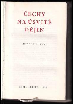 Rudolf Turek: Čechy na úsvitě dějin
