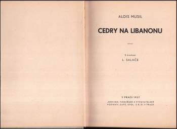 Alois Musil: Cedry na Libanonu