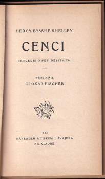 Percy Bysshe Shelley: Cenci