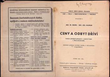 František Kruml: Ceny a odbyt dříví