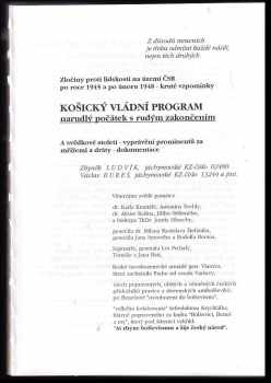 Zbyněk Ludvík: Košický vládní program, narudlý počátek s rudým zakončením