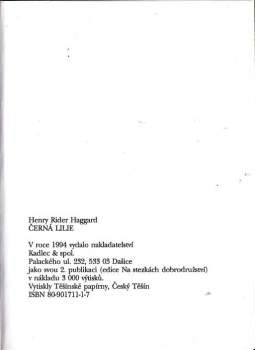 H. Rider Haggard: Černá lilie