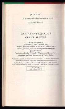 Marina Ivanovna Cvetajeva: Černé slunce