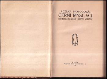 Růžena Svobodová: Černí myslivci