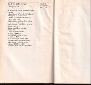 Erich Maria Remarque: Černý obelisk