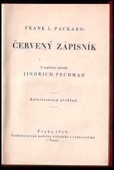 Frank L Packard: Červený zápisník - román